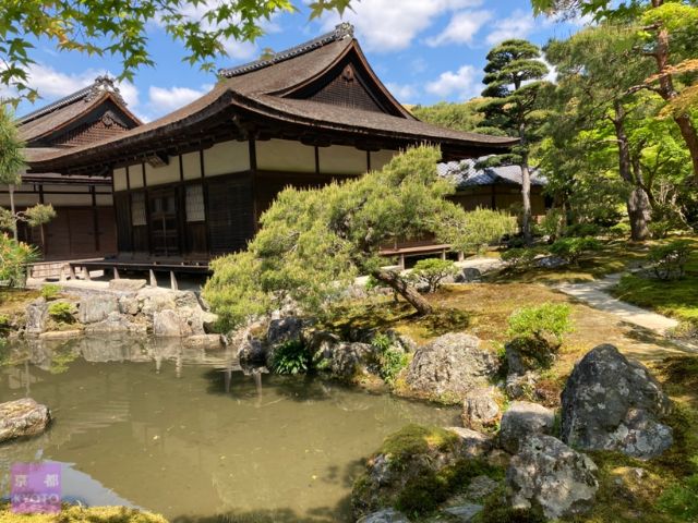 錦鏡池（きんきょうち）からの東求堂と本堂